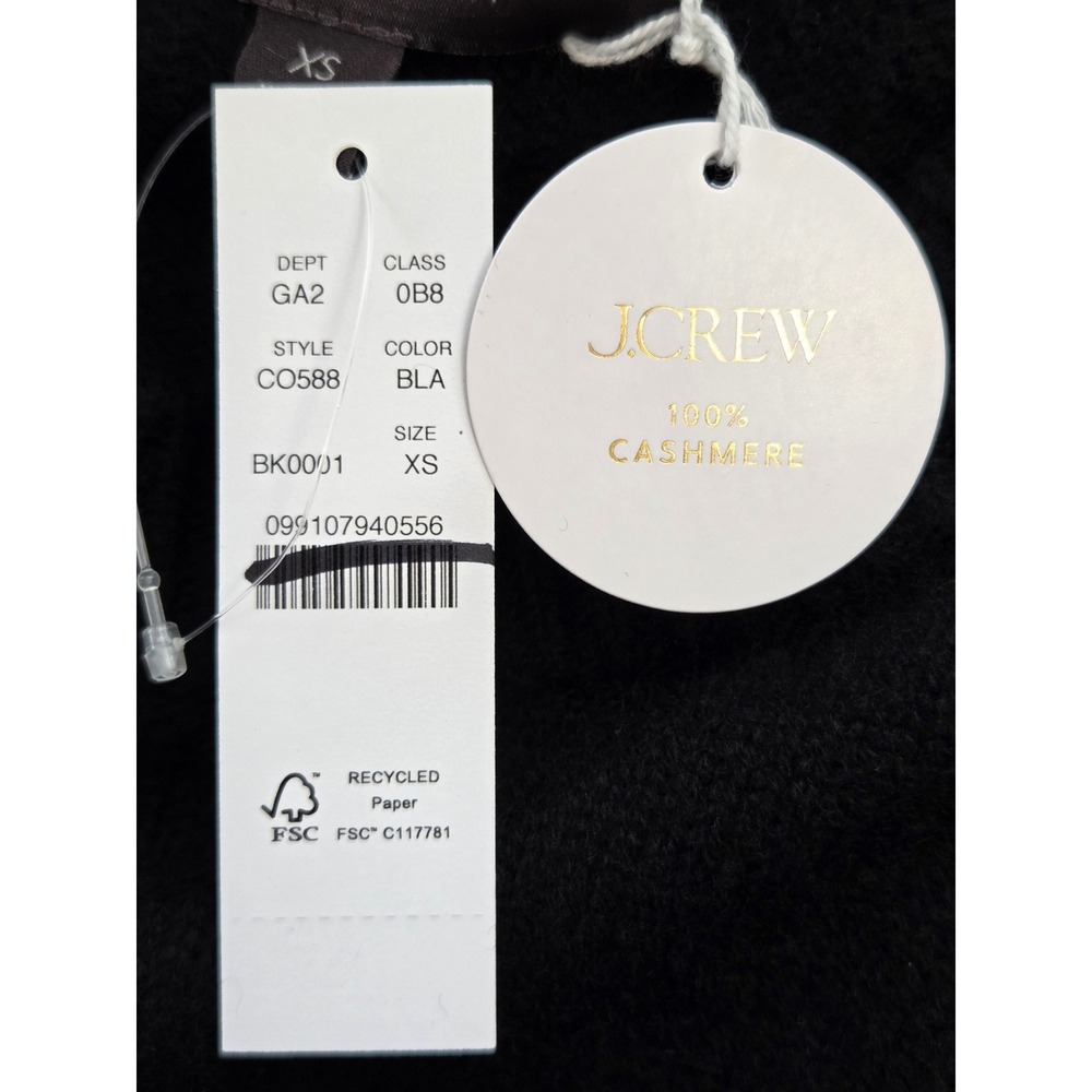 J. Crew Spring Street Cashmere LuxeWeight Crew Sweater XS Black NWT $328 CO588 - Picture 5 of 6